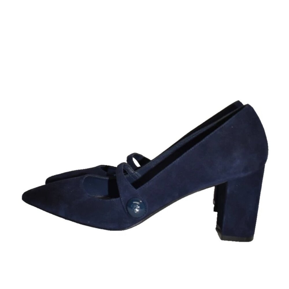 $550 STUART WEITZMAN SW 75 Pointed Toe Mary Jane Pump NICE BLUE 9.5 (PC3) - Picture 4 of 7